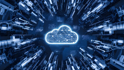 Cloud computing concept.Abstract cloud connection technology background.