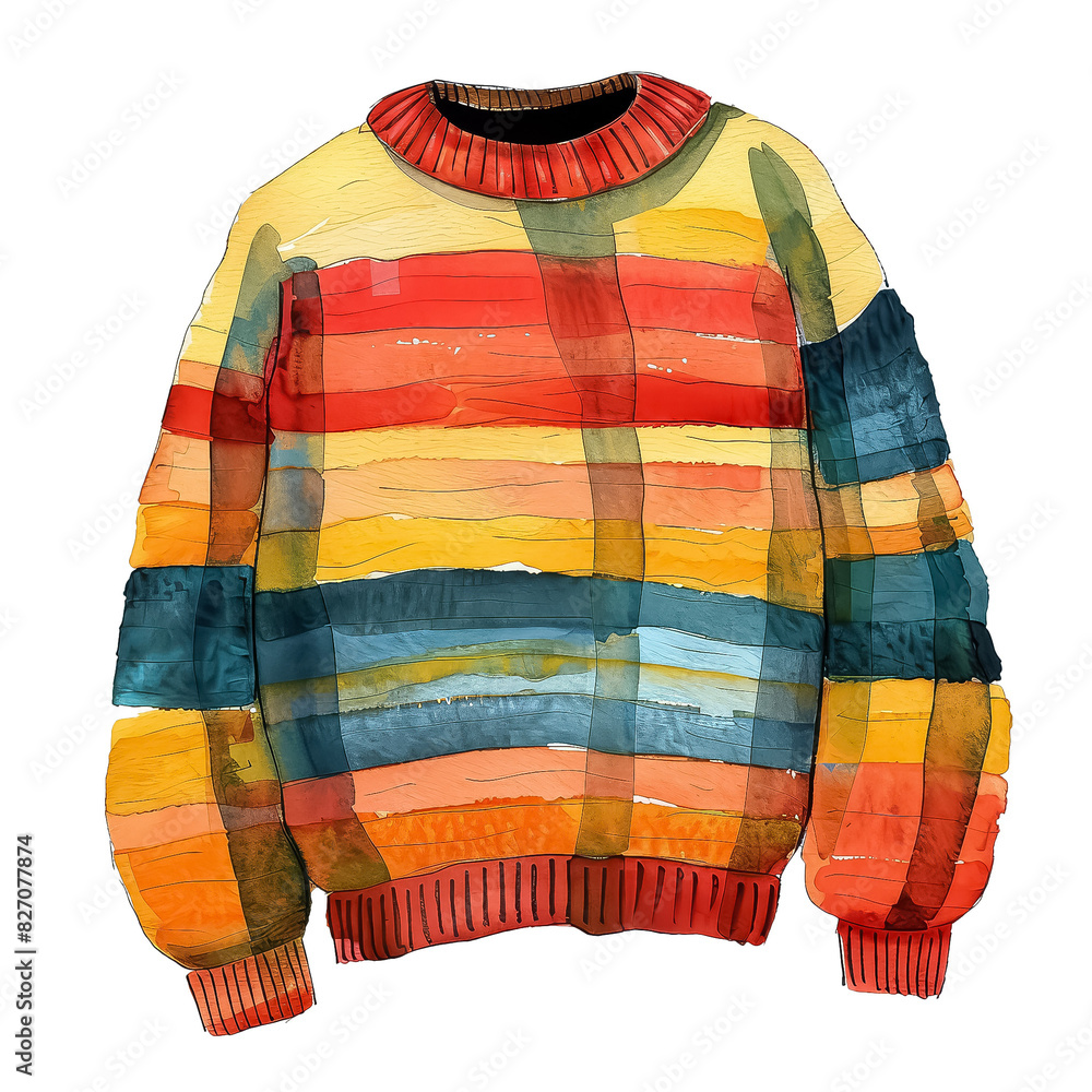 Wall mural a sweater with stripes of different colors