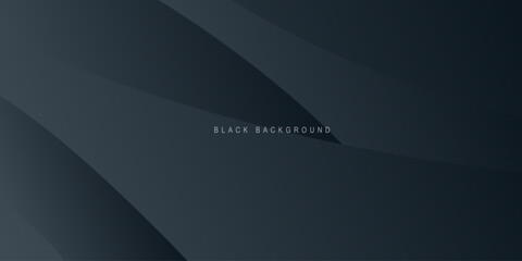 Modern black wavy papercut background with dynamic shape.