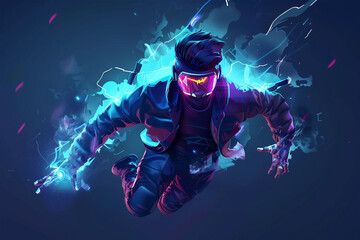 Fototapeta premium 3d game character cartoon portrait glow effect 3d background isolated