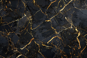 Obraz na płótnie Canvas A dark marble texture with golden veins, creating an elegant and luxurious effect. Created with Ai
