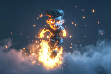Naklejka premium 3d game character cartoon portrait glow effect 3d background isolated