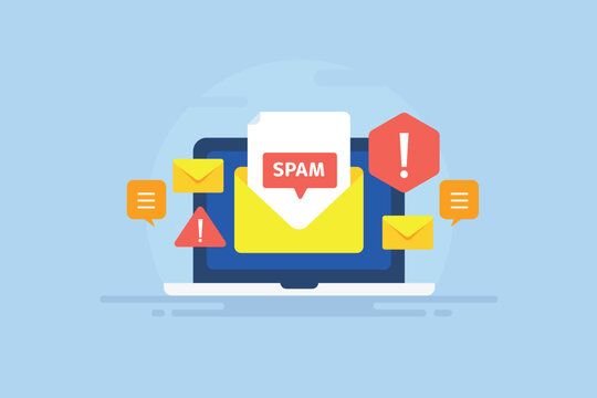 Email spam message attack warning conceptual vector illustration.
