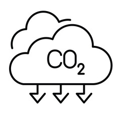 Lowering Atmospheric CO2: Icon for Carbon Reduction Initiatives. Vector Editable Stroke Icon.