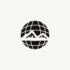 Minimalist Mountain World Logo Icon Vector