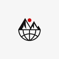 Minimalist Mountain World Logo Icon Vector