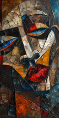 Surrealistic Oil Painting In Cubist Style For Design Created Using Artificial Intelligence