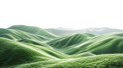 Panoramic green hills isolated on white and transparent background