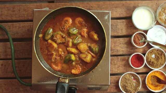 Shrimp or prawn with parwal or Pointed gourd curry
