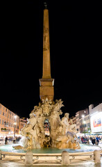 Rome, Italy - April 09, 2024: Views of details of Navona Square in Rome, with tourists walking...