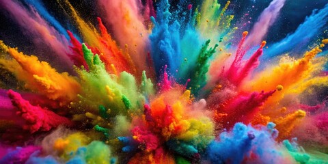 Explosion of Vibrant Multicolored Powder