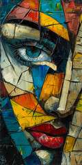 Surrealistic Oil Painting In Cubist Style For Design Created Using Artificial Intelligence