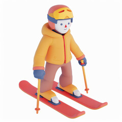 Obraz premium Man on skis icon in 3D style on a white background