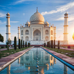 Fototapeta premium a realistic image of the Majestic Taj Mahal: A Dream Destination Unveiled