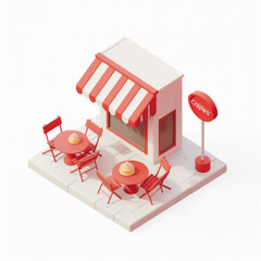 cafe icon in 3D style on a white background