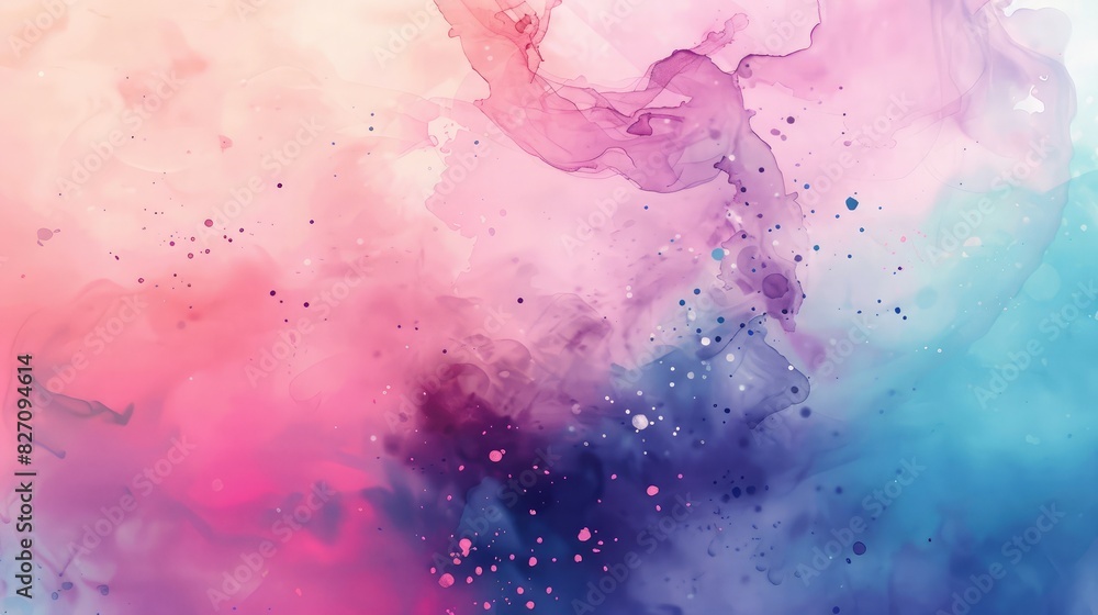 Poster watercolor abstract background with splashes of color and fluid shapes, creating an artistic and org