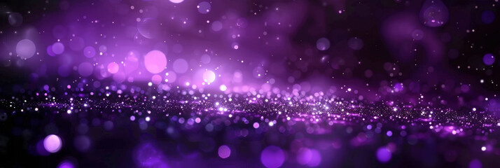 Obraz premium purple glowing particles background, glitter and Sparkling magical dust particles effects,purple background with bokeh lights ,Christmas.