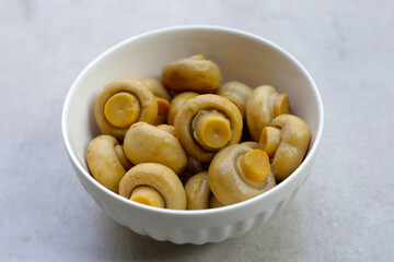 Champignon mushrooms in brine. Canned champignon mushrooms whole