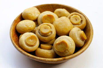 Champignon mushrooms in brine. Canned champignon mushrooms whole