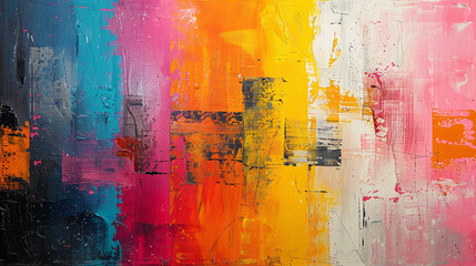 Fototapeta premium Contemporary painting with a grunge texture and bright colors