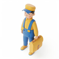 worker in uniform icon in 3D style on a white background