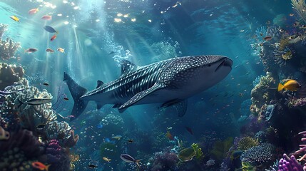 Obraz premium The underwater world of animals is a captivating ecosystem filled with diverse marine species, intricate coral reefs, and vibrant aquatic life