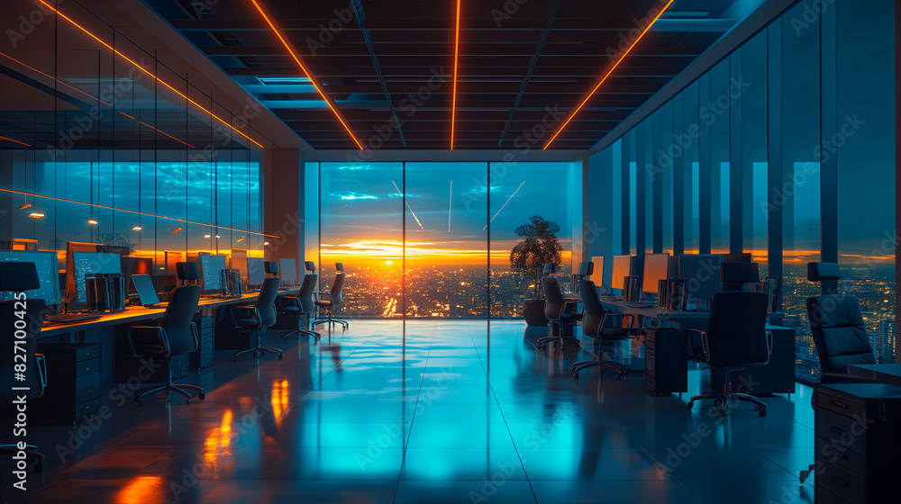 Poster smart offices with ai assistants and automated systems.