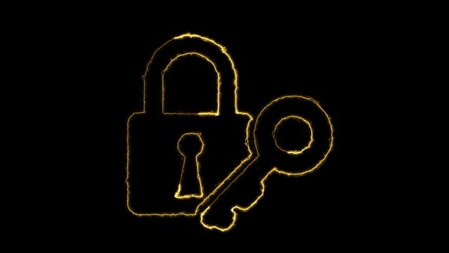 key padlock neon light sign vector. key padlock illustration