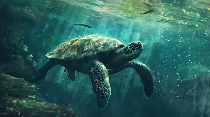 Fototapeta premium The underwater world of animals is a captivating ecosystem filled with diverse marine species, intricate coral reefs, and vibrant aquatic life