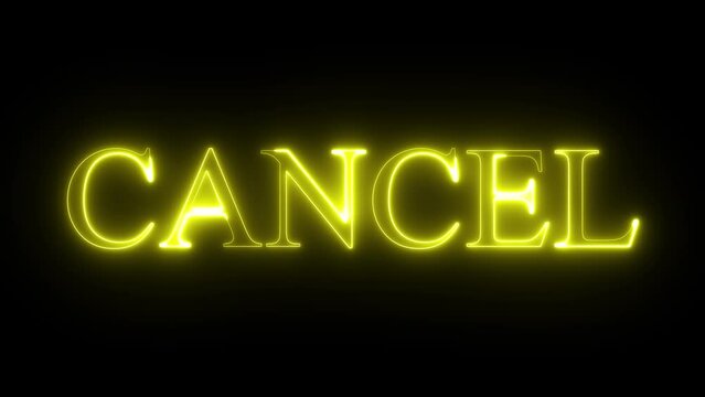 Neon lights cancel. Bright cancel button. Modern vector logo, icon, banner, shield, screen, cancel