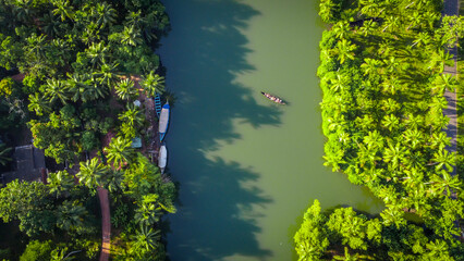 Aerial shot of backwaters in Varkala	