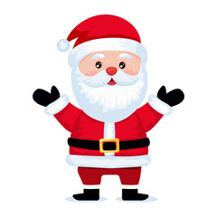 Cute Santa Claus Christmas and New Year. Cheerful, kind Santa, will wish you a Merry Christmas. Vector illustration. Isolated. 