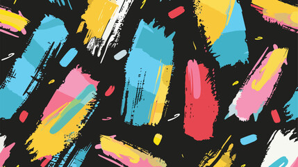 Hand drawn colorful on black background brush stroke
