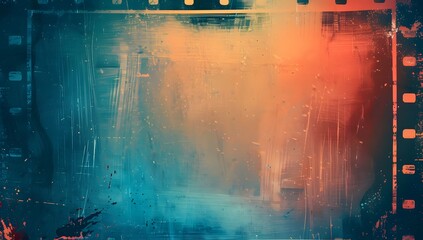 Abstract background with grunge frame and gradient of blue