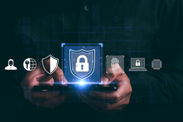 Cybersecurity and privacy with technology. Data protection, encryption, and secure connections....