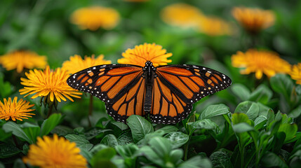A Monarch butterfly with wings wide opened