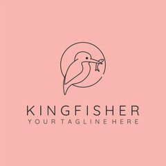 kingfisher bird line art logo vector symbol illustration design