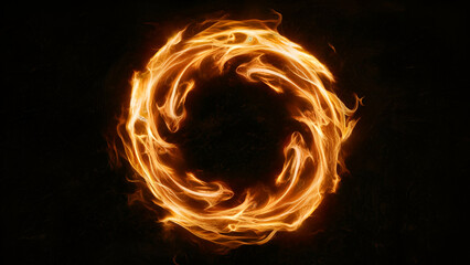 Gorgeous fire ring with black background, Generated Ai
