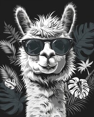 Fototapeta premium Cool Alpaca Sunglasses.
