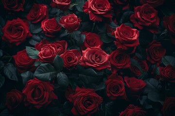Eternal Elegance: Full-Screen Wallpaper of Red Roses, Captured in High Resolution with Cinematic Studio Lighting
