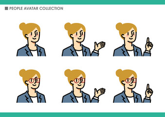 女性のポーズ集。ビジネスシーン。