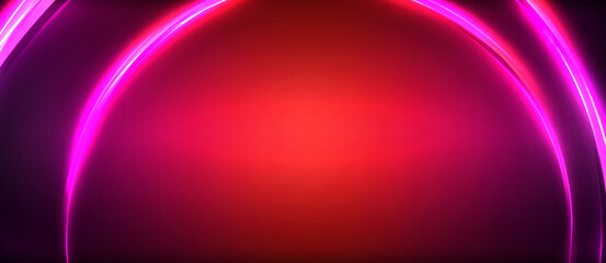Neon glowing circle rays, light round lines in the dark, planet style neon wave lines. Energetic electric concept design for wallpaper, banner, background