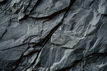 A closeup of the rough texture of dark gray rock with golden veins. Created with Ai
