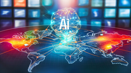 future technology, augmented reality and cyberspace concept. Education new technology. EdTech. Little girl uses a futuristic processor for augmented reality. Science technology concept. 