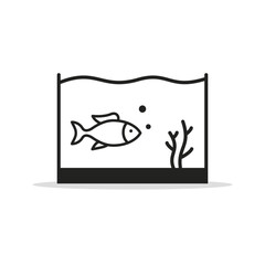 Aquarium fish tank vector icon. Flat style design.