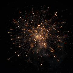 Fototapeta premium Festive fireworks on a dark plain black background.