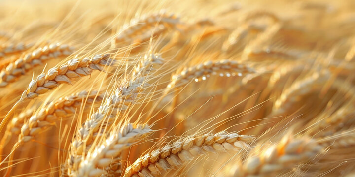 A closeup of golden wheat in the fields,