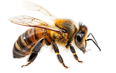Honeybee's Striped Abdomen Detail Isolated On Transparent Background PNG.