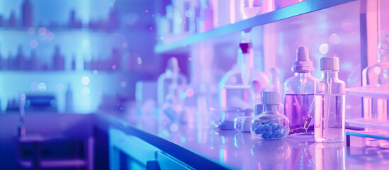 blurred modern futuristic pharmacy laboratory concept background