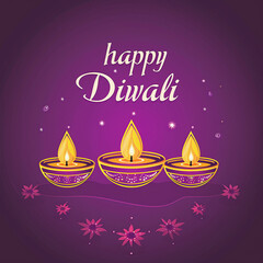 Radiant Diwali Greetings on a Royal Purple Backdrop